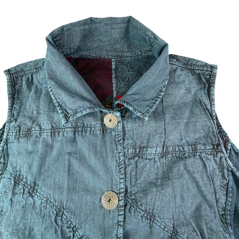 Parsley & Sage Reversible Patchwork Lace Art to Wear‎ Boho Vest XL Festival - Picture 7 of 16
